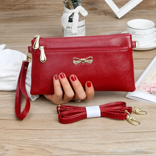Summer Ladies Clutch Casual All match Small Bag Mobile Phone Coin Purse Shoulder Messenger Bag Maroon - Shop at LoveMi