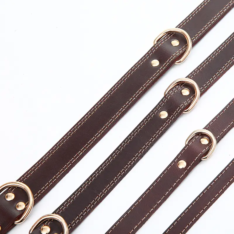 Pet Top Layer Cowhide Leather Neck Ring