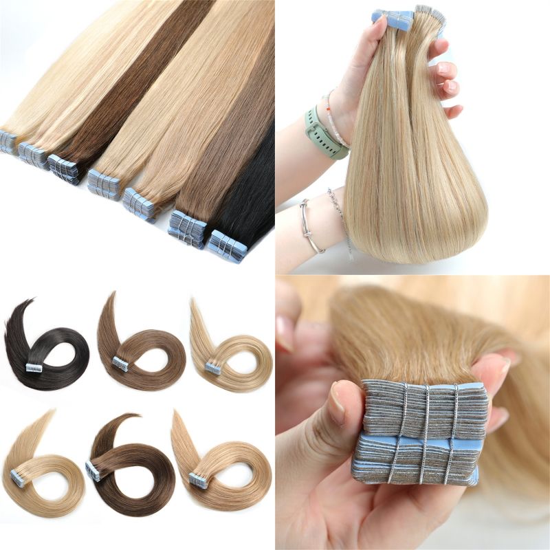 Double Pull Full Virgin Real 50g Hair Extension Long With Weft Invisible Skin Weft 20 Thick Seamless Human Hair - Image 2