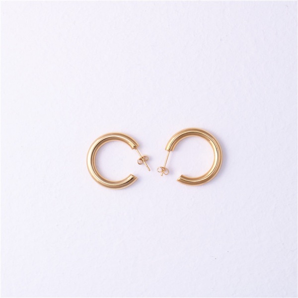 Golden All-match Hippop Earrings Titanium Steel Gold-plated