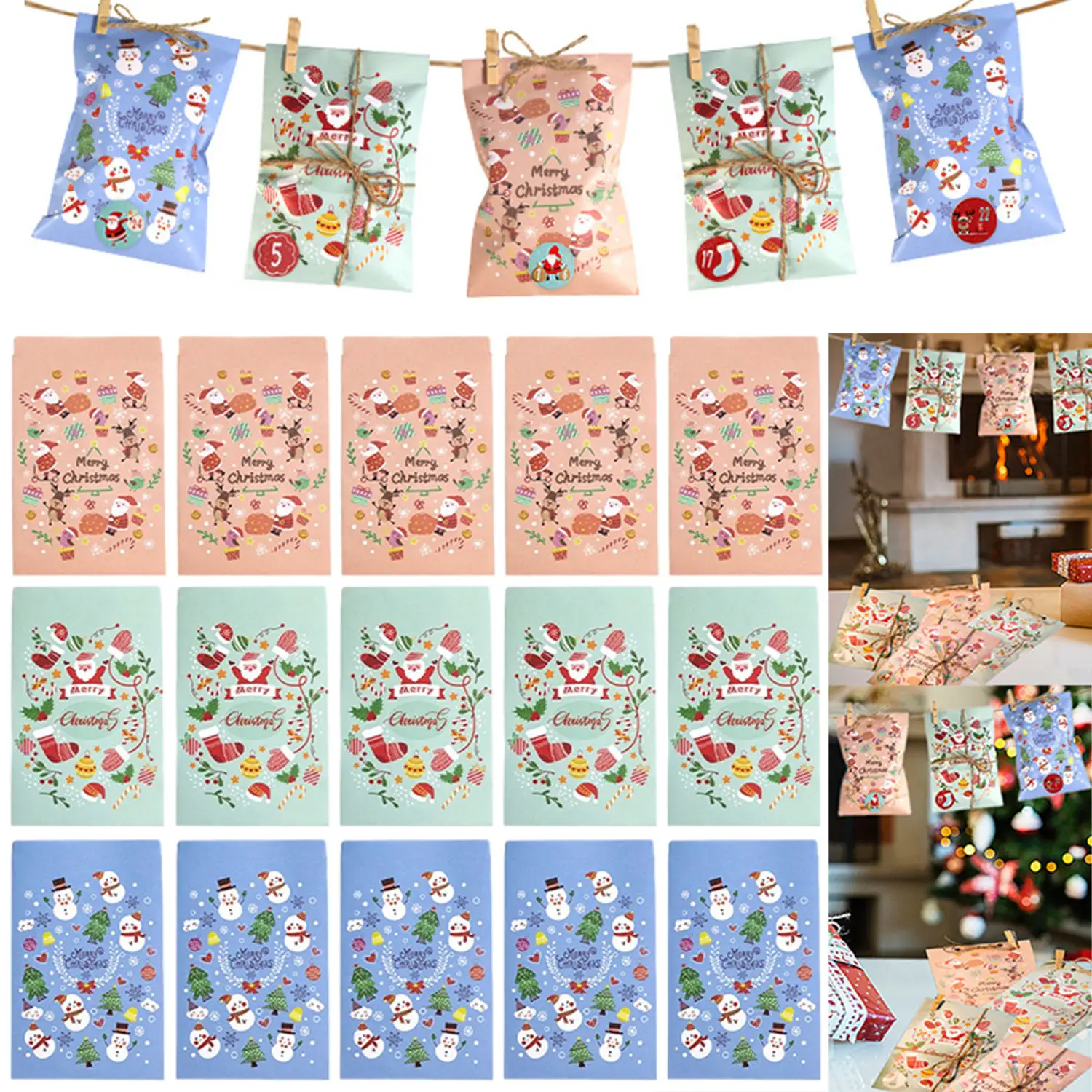 24 Christmas Calendar Gift Bags