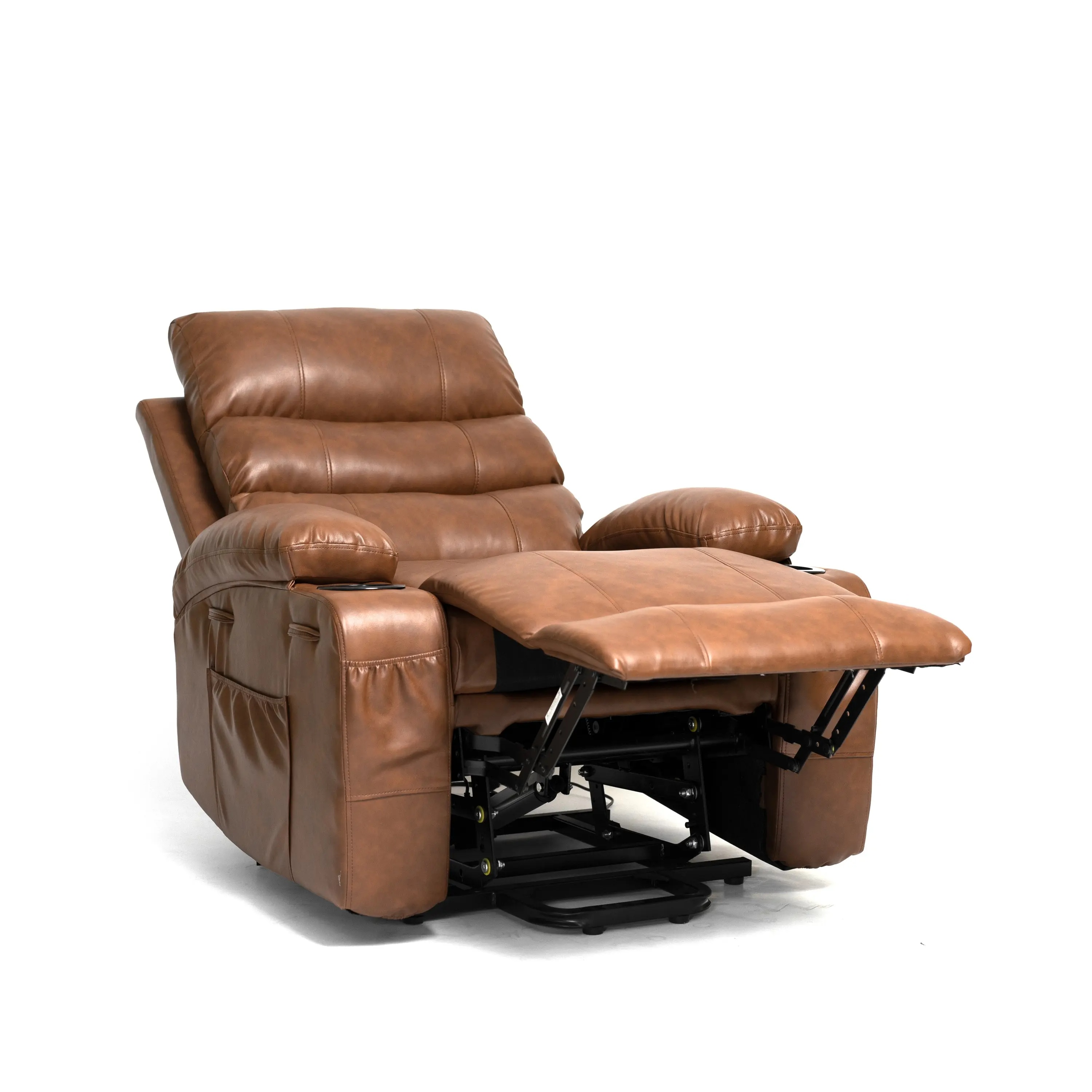21 Inseat Width,large Size Electric Power Lift Recliner Chair Sofa For Elderly, 8 Point Vibration Massage And Lumber Heat, Remote Control, Side Pockets And Cup Holders, Cozy Fabric, Overstuffed Arm Pu