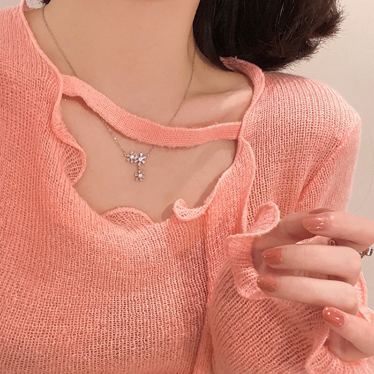 Women's Graceful And Fashionable Sterling Silver Flowers Pendant Necklace