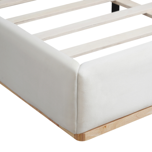 Elegant Upholstered Bed With Solid Wood Frame, Unlocking A New Experience Of Comfortable Sleeping, Queen, White