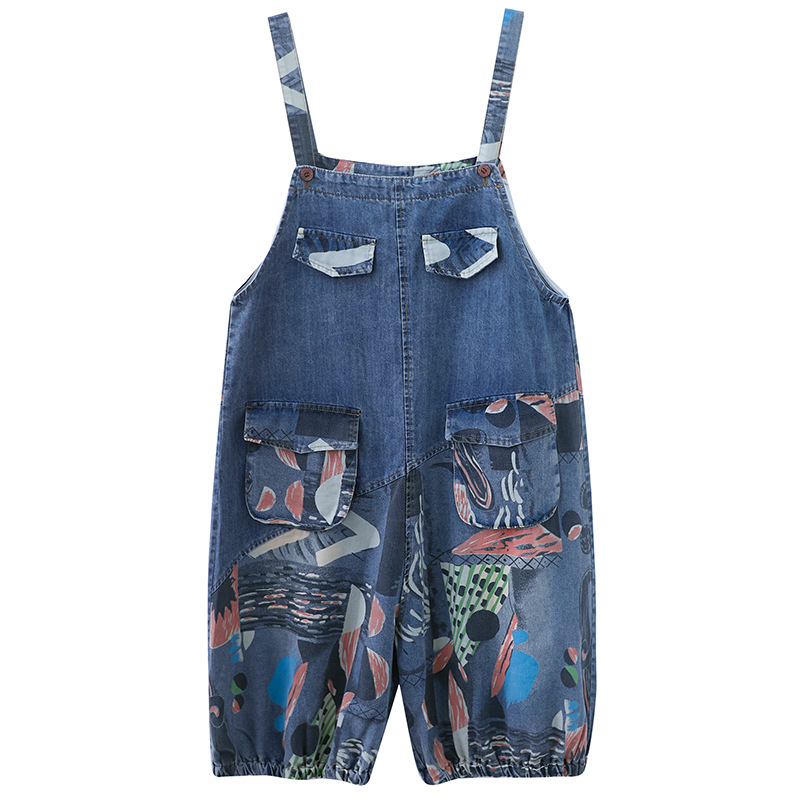 Title 2, Damen Jeans Bloomers mit Print, 7-Punkt Trägern...