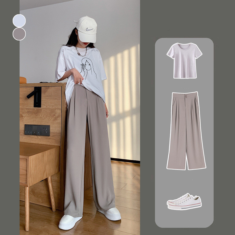 Title 6, Summer Thin Section High Waist Drape Pants Suit...