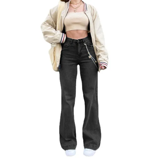 Denim Temperament Commuter Mini Slacks Dark Trousers Black - Shop at LoveMi