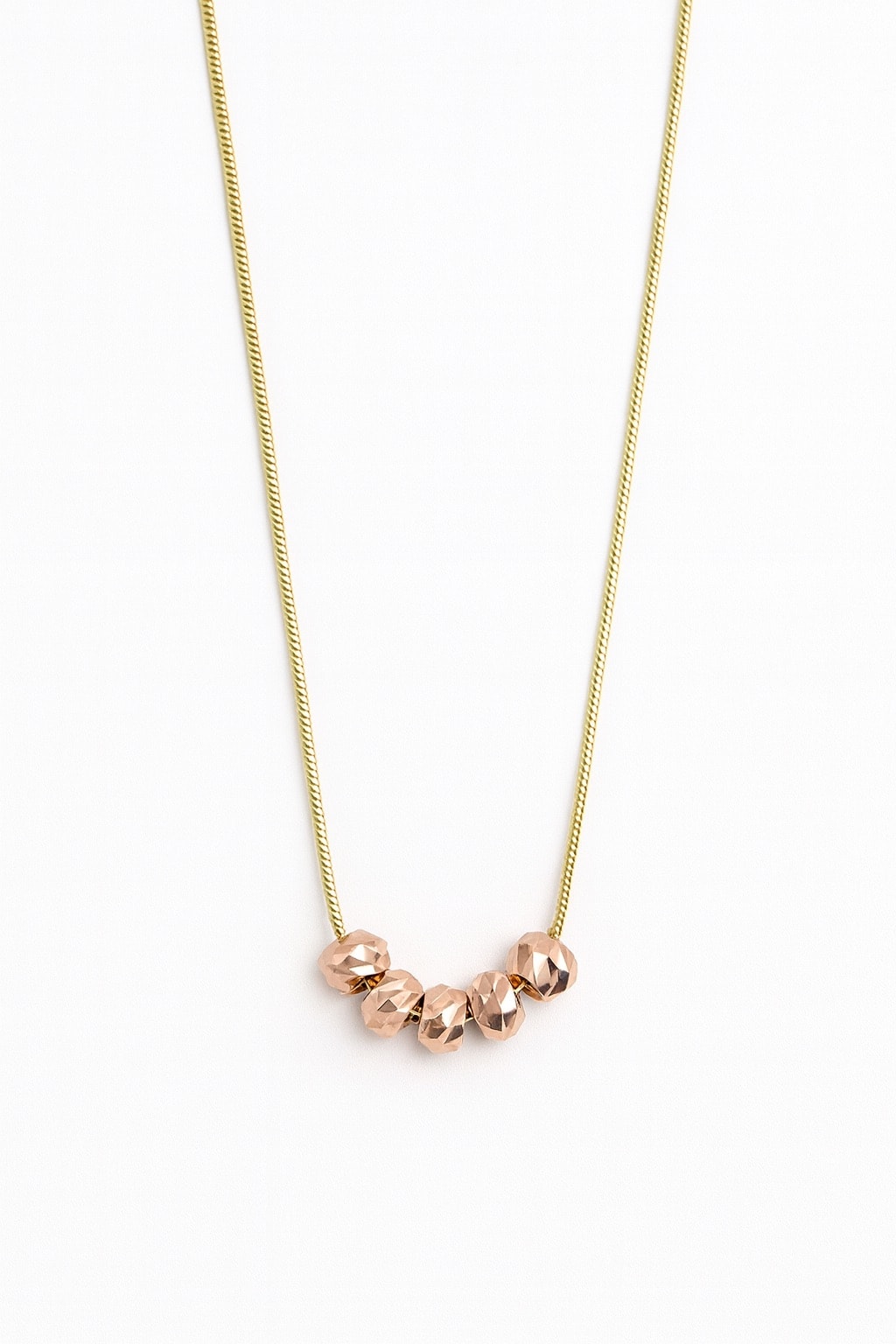 Stainless Steel Rose Gold Beaded Necklace For Women