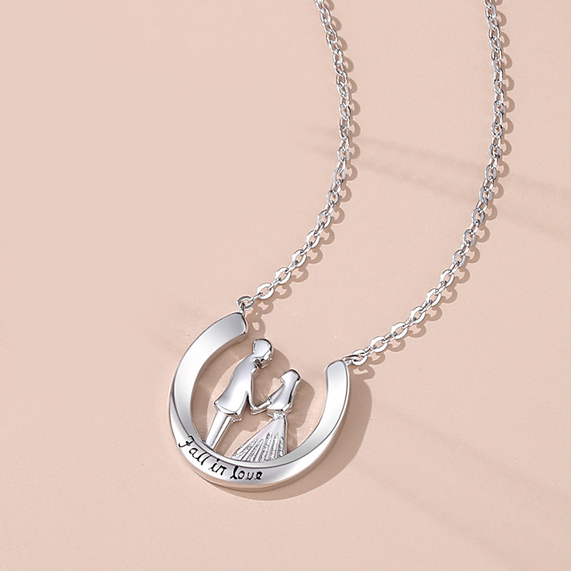 Couple Necklace Sterling Silver Couple Love Geometry