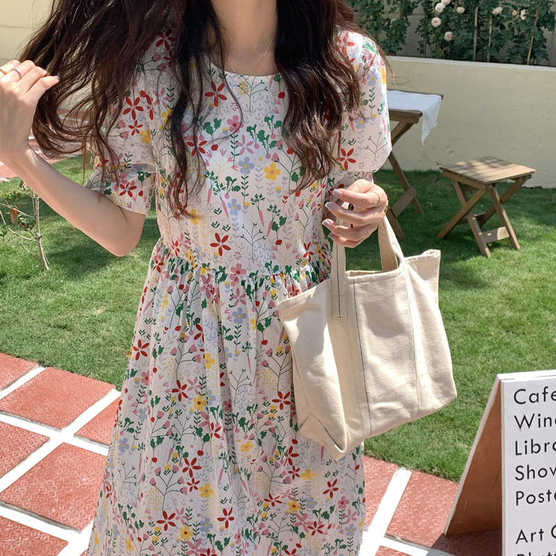 Women's Fashion Casual Floral Tie-neck Dress