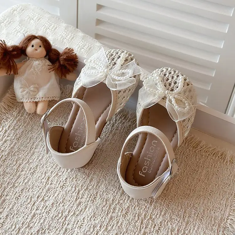 Summer New Transparent Mesh Princess Shoes With Soft Toe And Mesh Mesh Bow Sandals