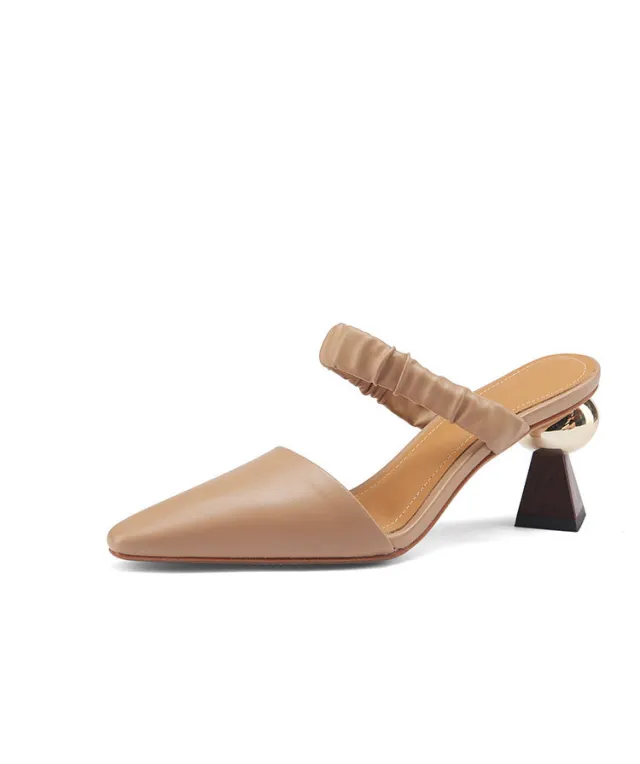 Summer Fold Lazy All match Fashionable Pointed Slippers White - Shop at LoveMi