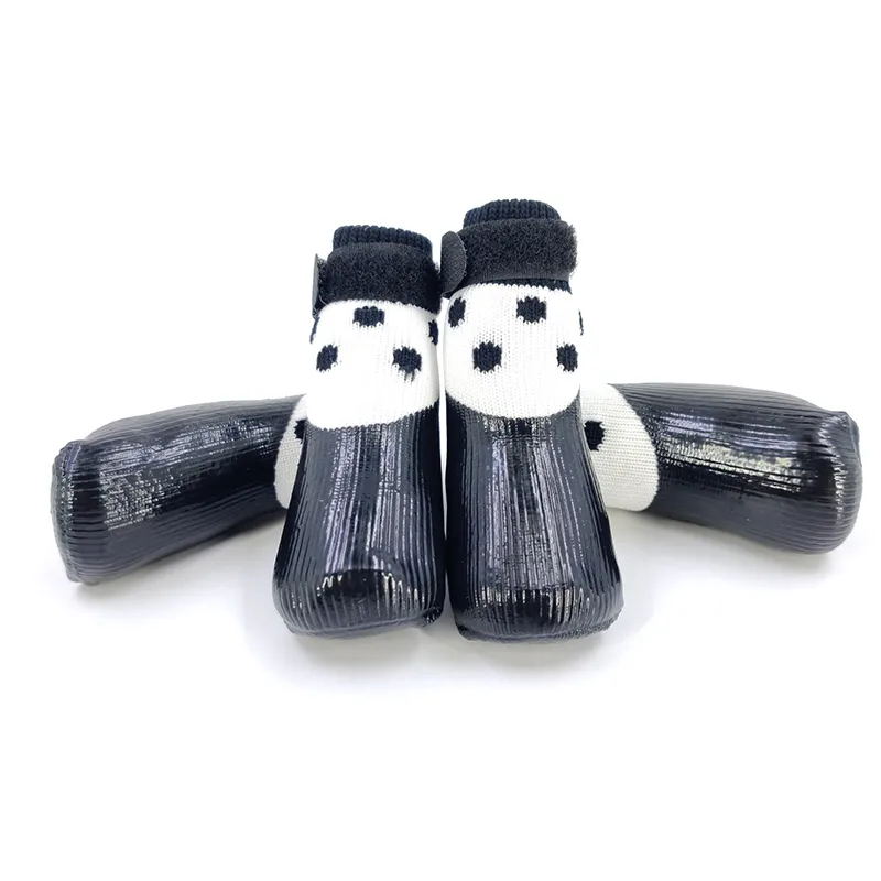 Dog Socks Soft Soled Shoes Scratch Proof And Waterproof Footwear - Polka Dot Black