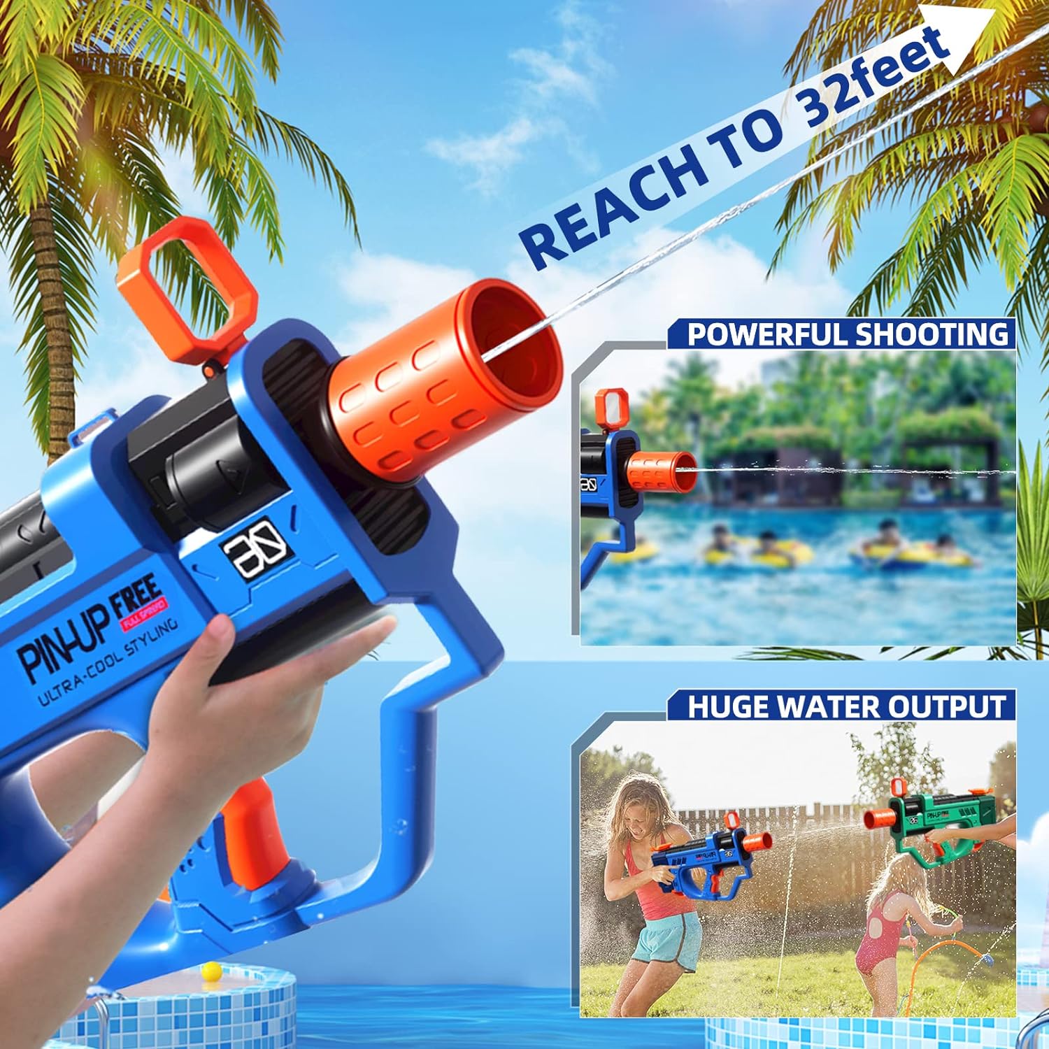 Electric Water Gun For Adults Kids, Motorized Squirt Guns with Rechargeable Battery, 800cc High Capacity, Long Distance Automatic Water Guns Up To 32 FT Range, Water Blaster Beach Pool Toys