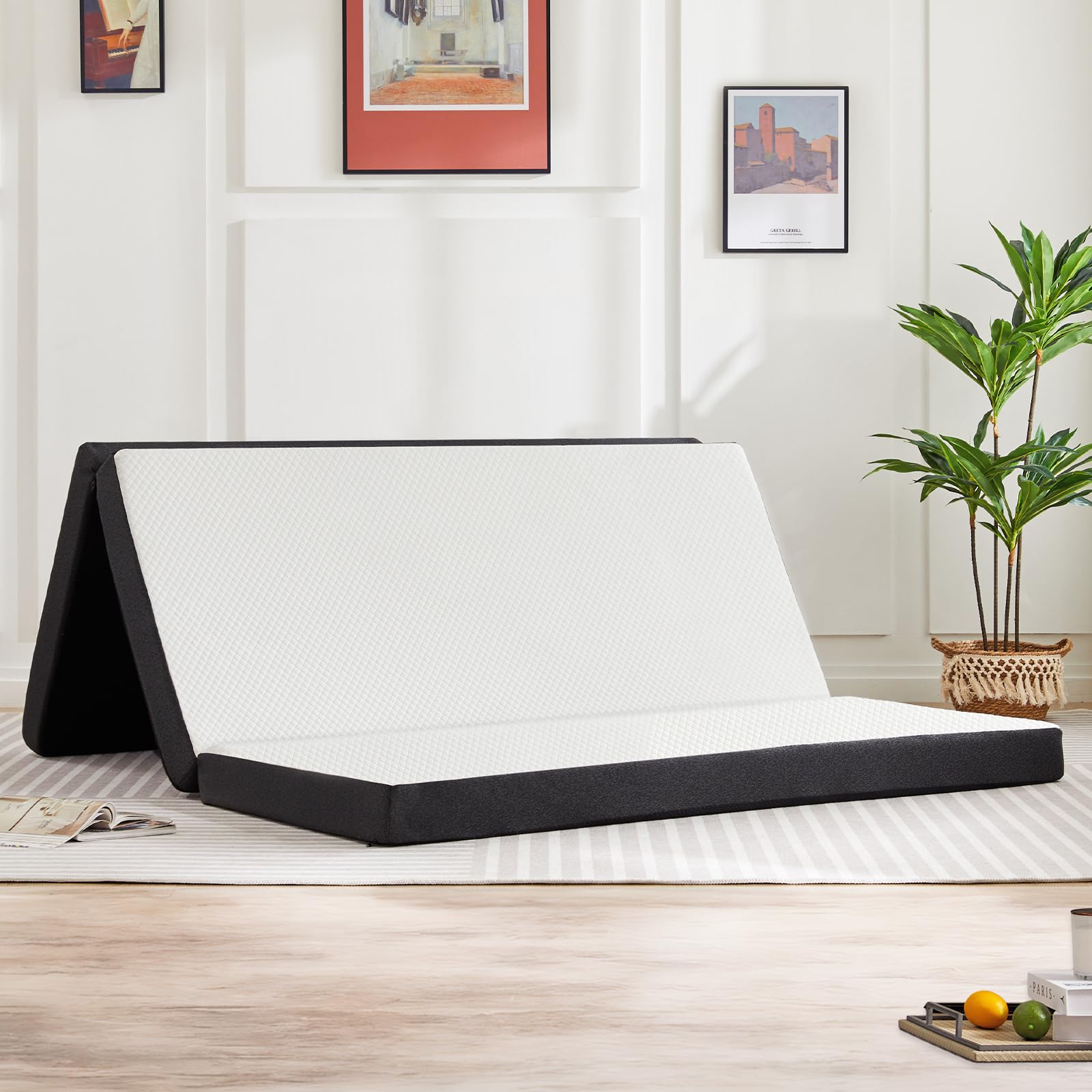 Tapis de sol pliant triple couche — yoga, gym et camping