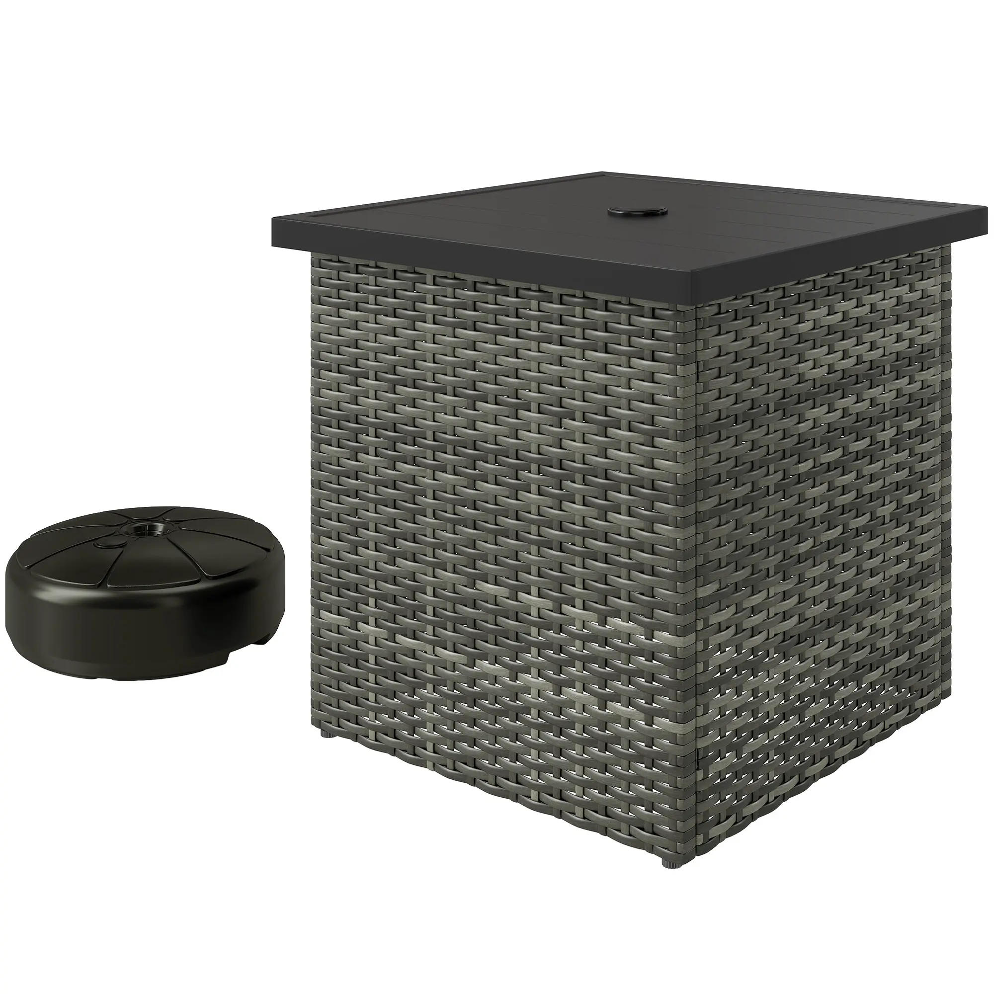 Wicker Side Table With 1.5 Umbrella Hole