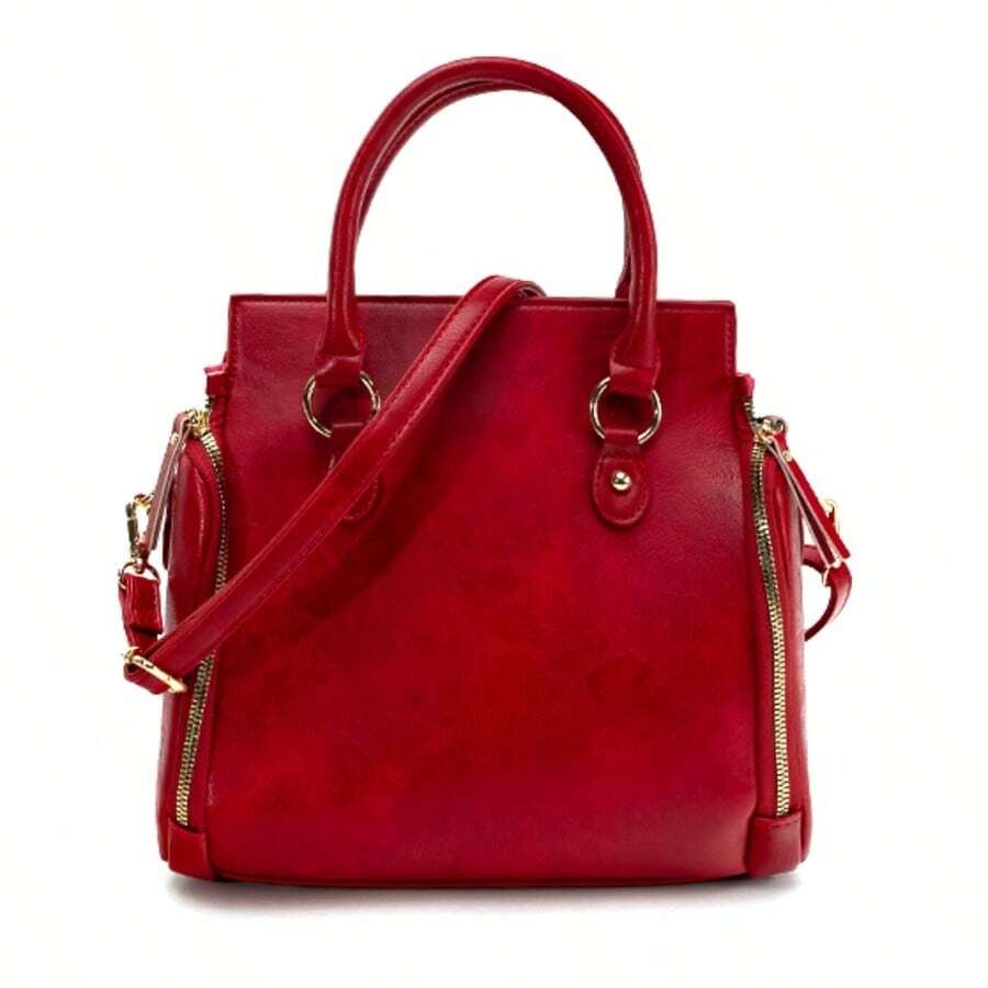 Ladies Vintage Tote Bag - Large Capacity Handbag With Multiple Pockets, Detachable Shoulder Strap And Wristlet, Snap Closure, Fashion Accessory ,Vintage Design, Glossy Finish, Perfect Valentine — view 4