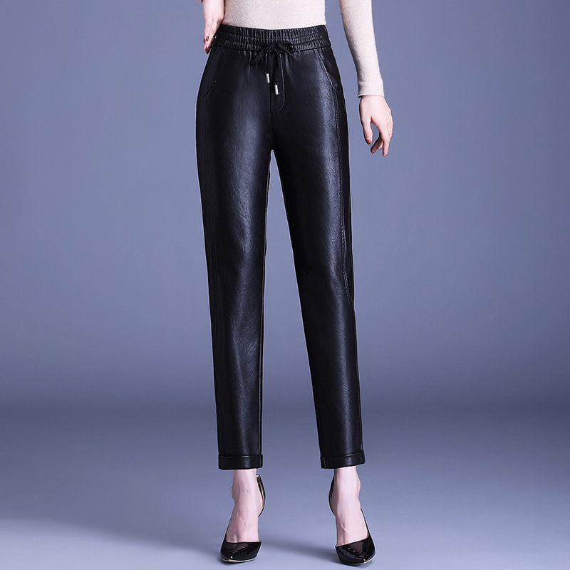 Title 7, Pantalon harem taille haute en similicuir PU, c...