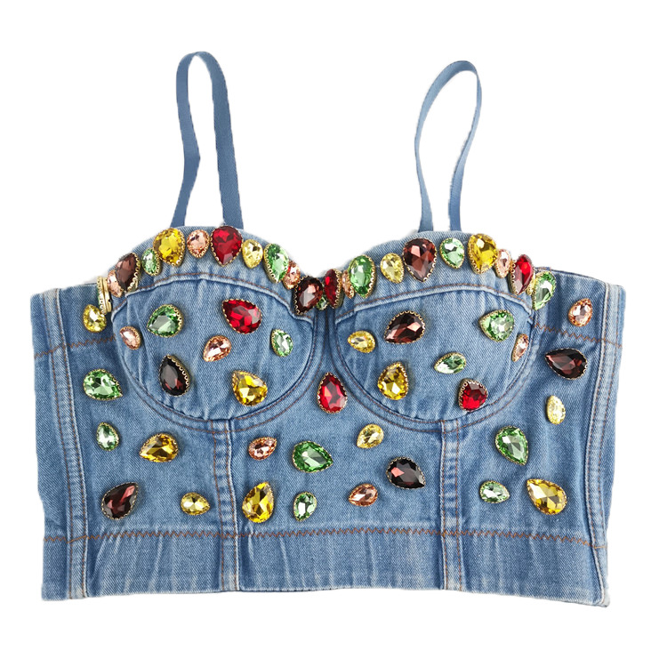 Denim Vest Short Feminine And Multi-color Sling Wrapped Chest And Wear Underwear