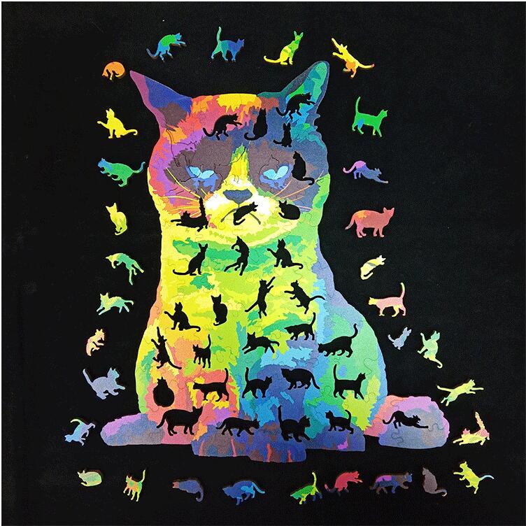 Title 7, Puzzle in legno Irregular Rainbow Cat