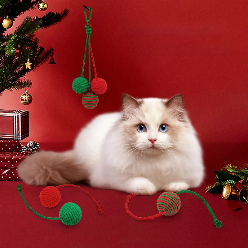Christmas Toys For Cats Cotton Rope Ball