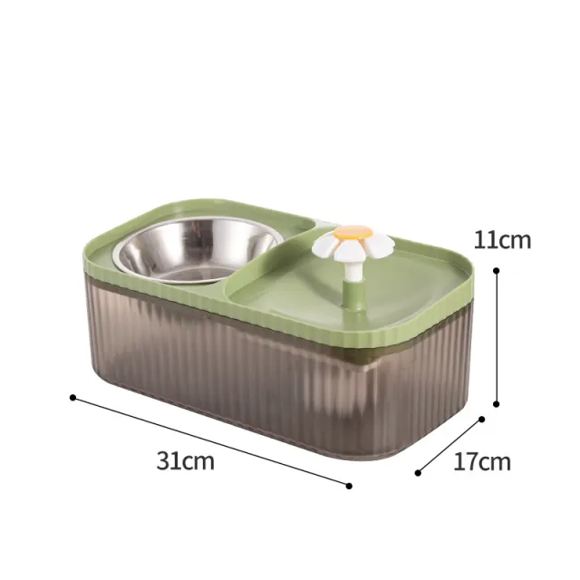 Cat Automatic Feeder Large Capacity Small Flower Water Fountain Green - Shop at LoveMi