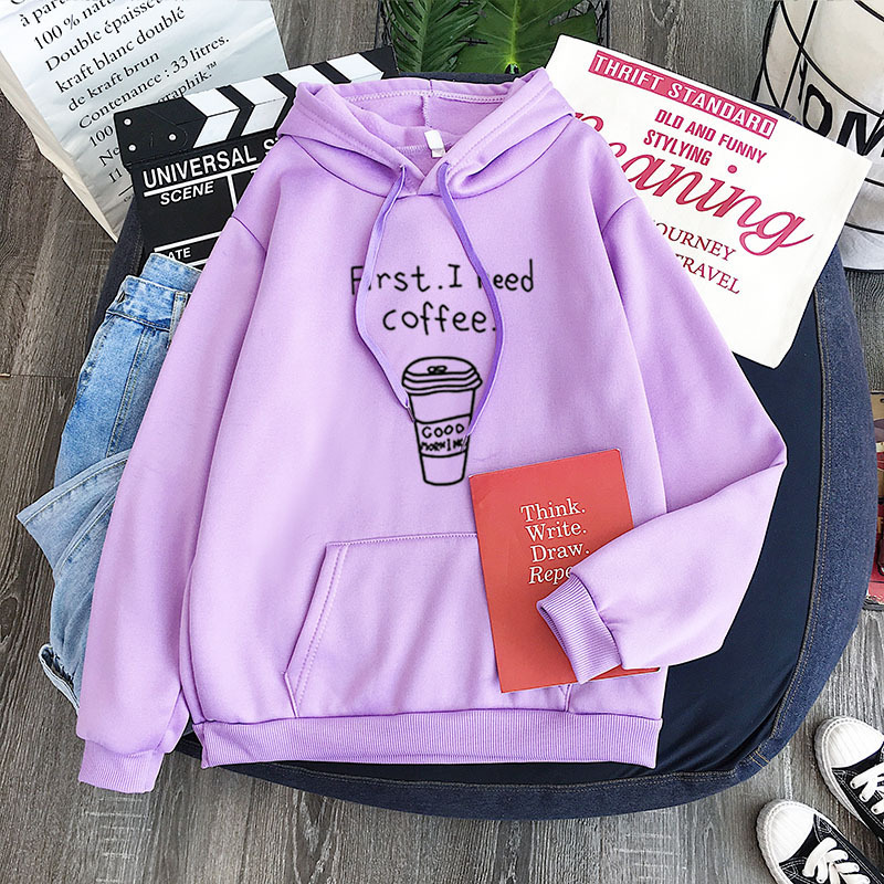 Title 2, All-match Personality First I Need Coffee Hoodie