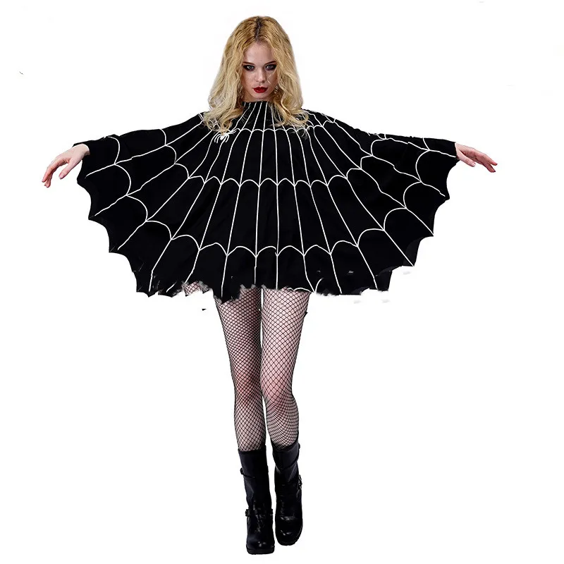 Halloween Women Spider Web Costume Fancy Dress Ball Cloak - Dd551-Average Size