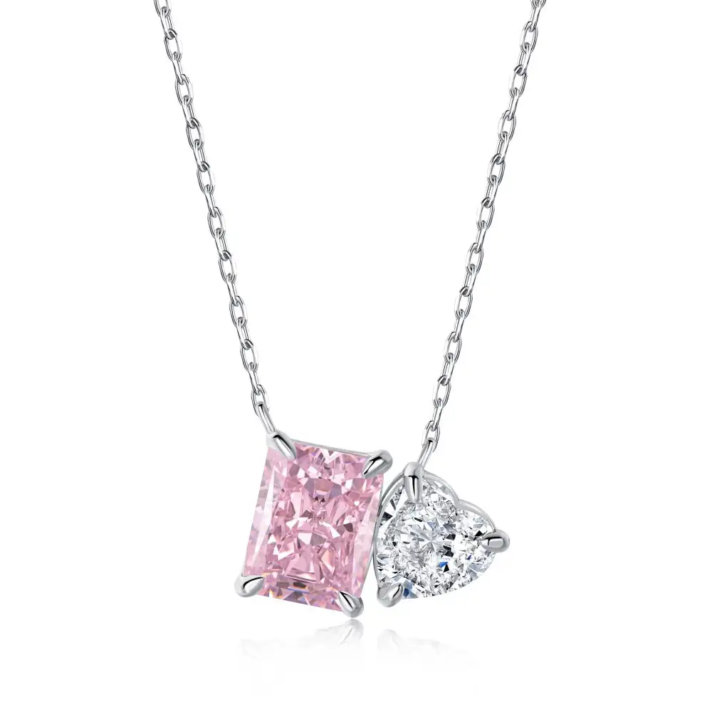 Women's High Quality Super Shiny Inlaid Sterling Silver Necklace