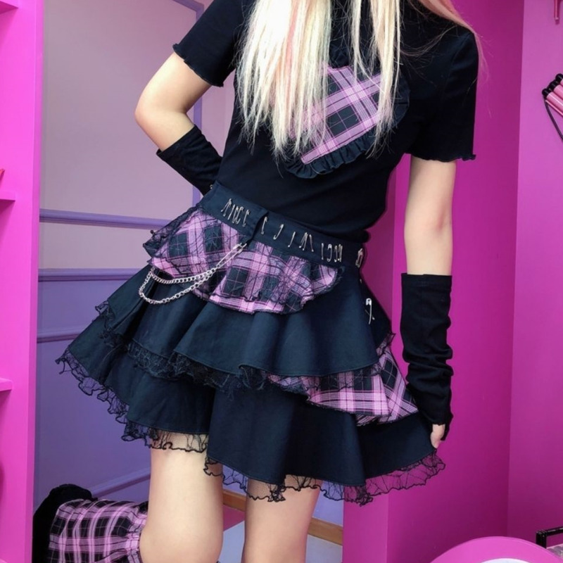 Women's Heavy Metal Lace Harajuku Punk Tufted Skirt