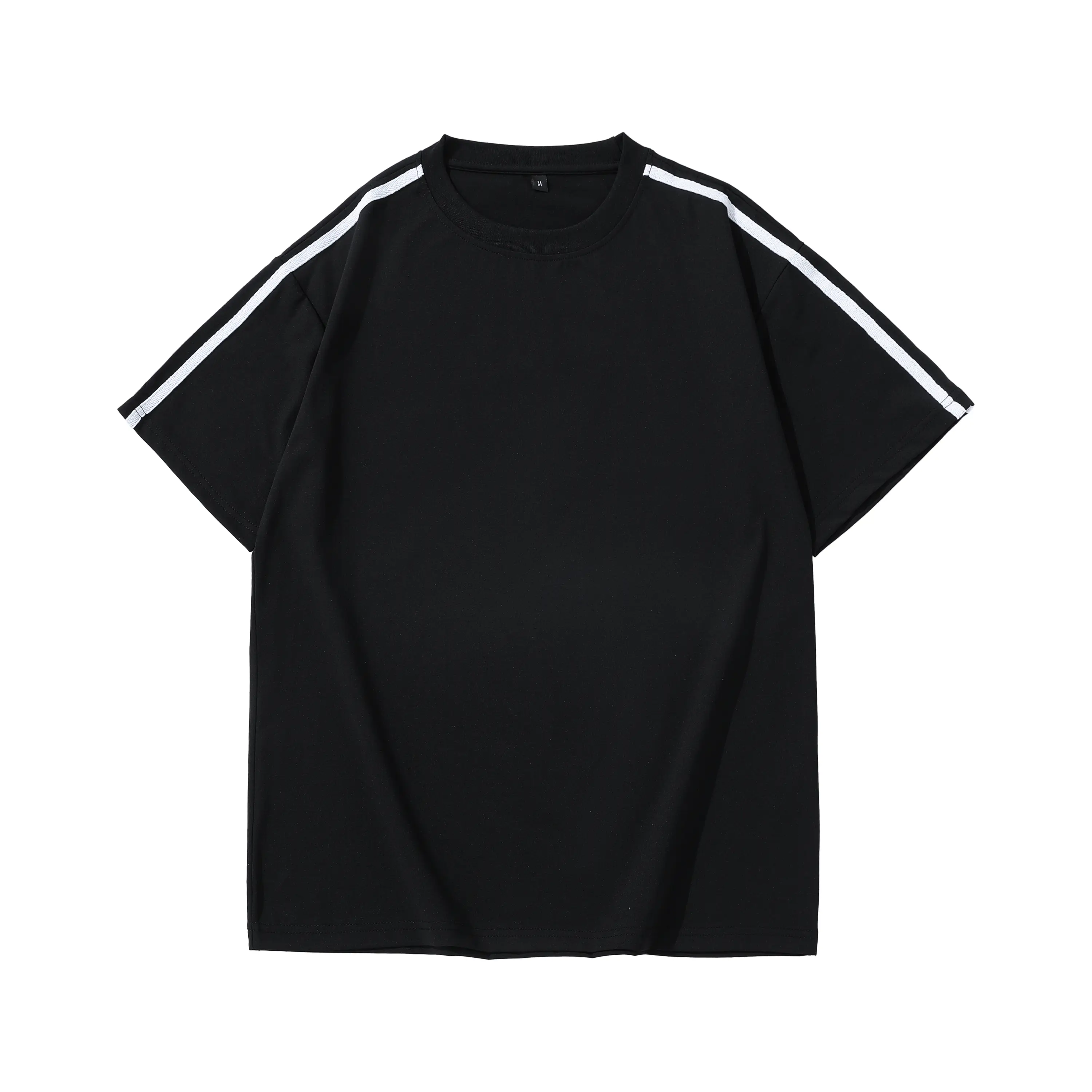 Summer Black And White Contrast Loose Round-neck Short-sleeve T-shirt For Men, Trendy Minimalist Versatile Casual Short-sleeve Top