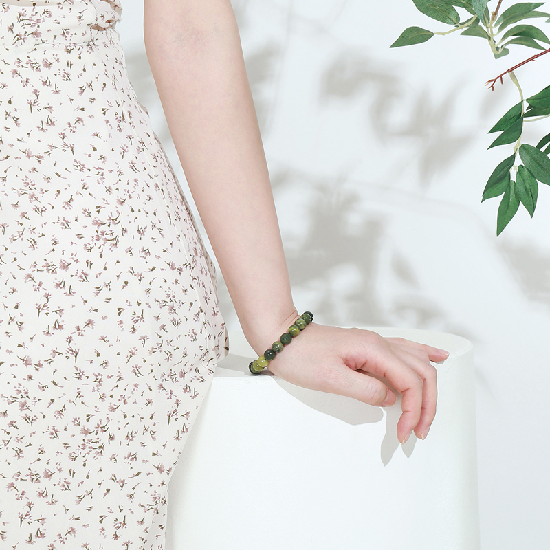 Jade Simple Single Loop Elastic Men's And Women's Couple Bracelet