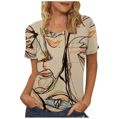 The New Landscape Map Location Printing Short-Sleeved Top - 3.Style - View 1