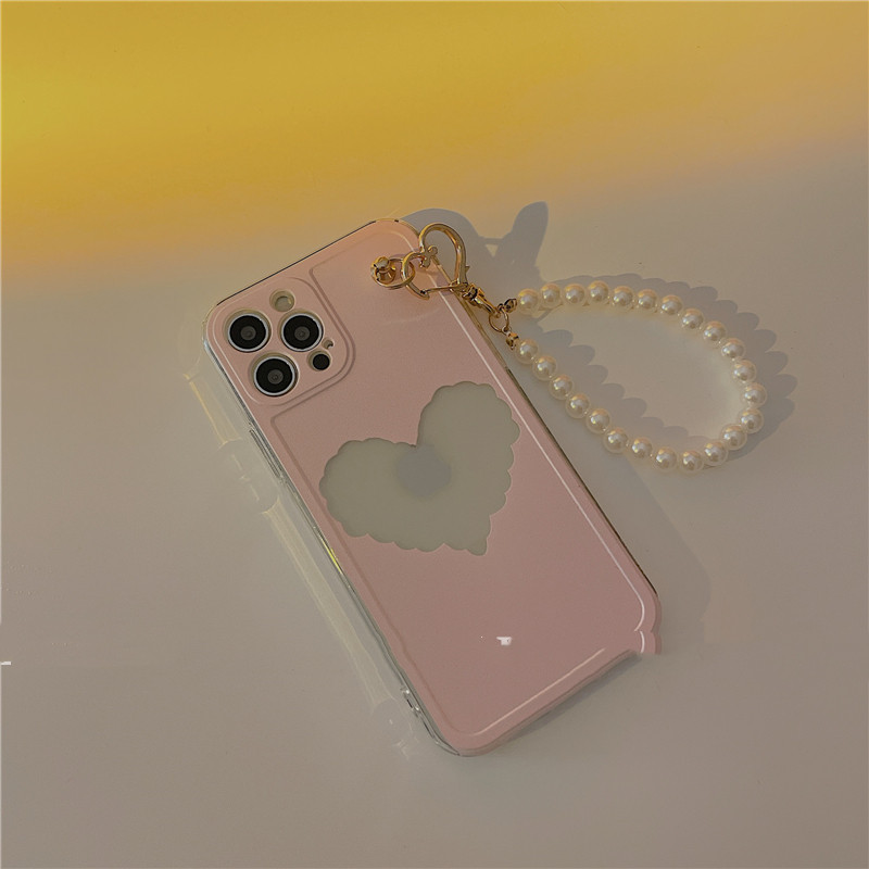 Ins Love Pearl Chain Mobile Phone Case Niche Soft Cover