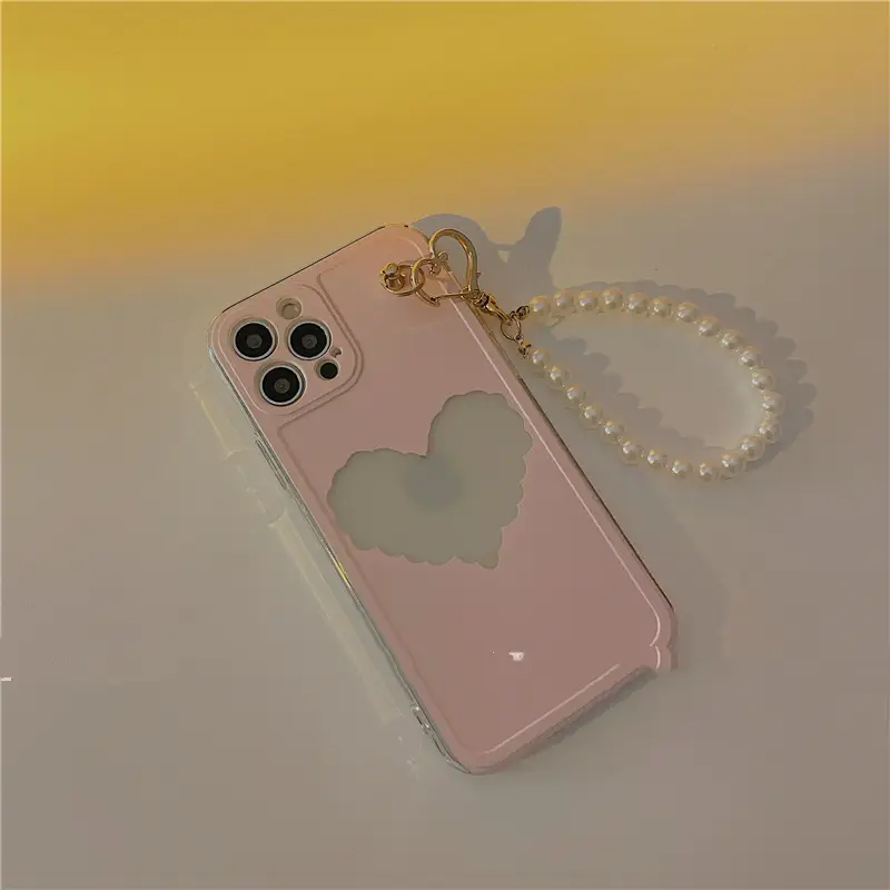 Ins Love Pearl Chain Mobile Phone Case Niche Soft Cover