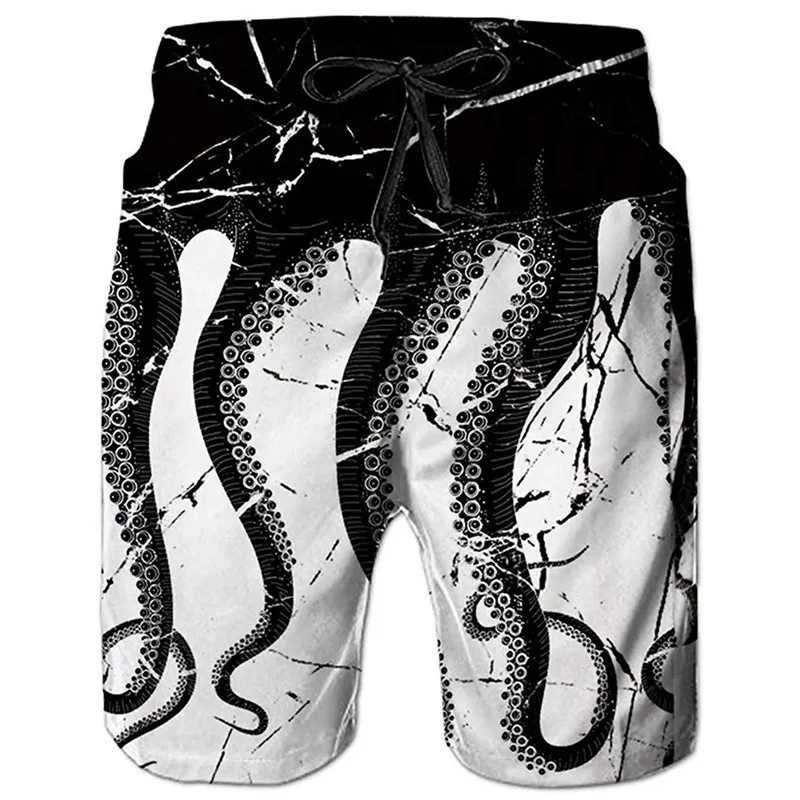 Men's Beach Pants Casual Shorts Octopus Plus Size Sweatpants - 6Style-Xl