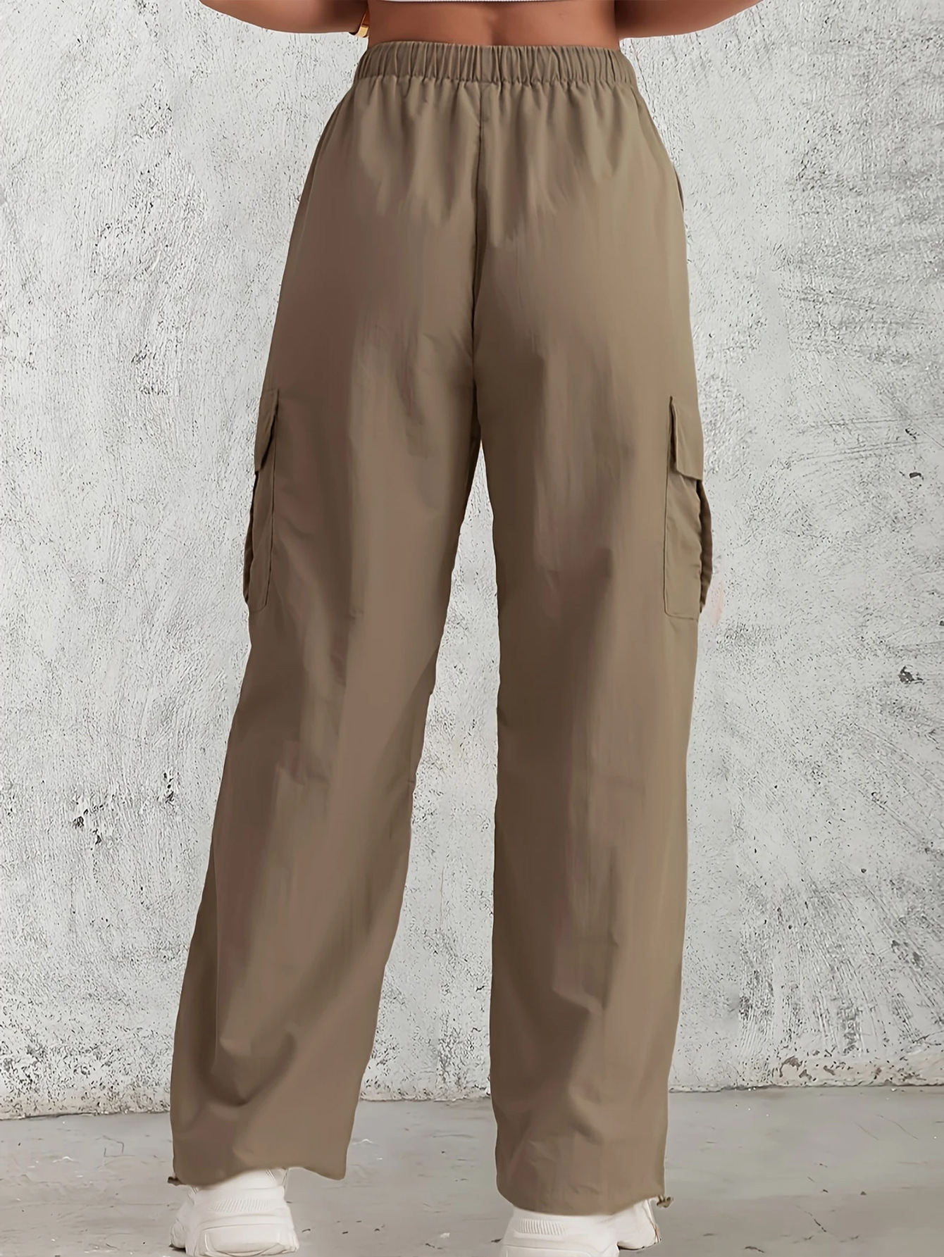 Summer Thin Quick Drying Work Pants For Women, High Waisted Drawstring Tied Feet, Wide Legs, Multiple Pockets, Casual Pants, Loose And Versatile Sports Pants