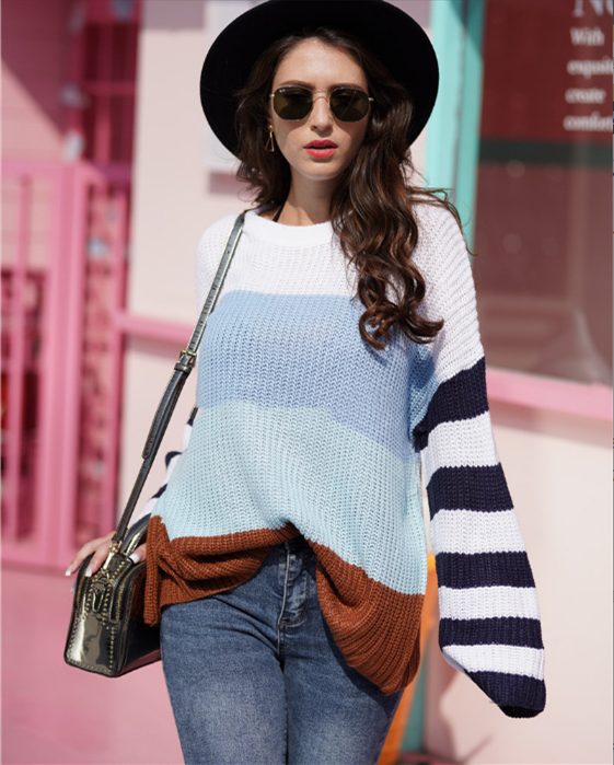 Title 2, Womens Color Stitching Knit Pullover Sweater, ...