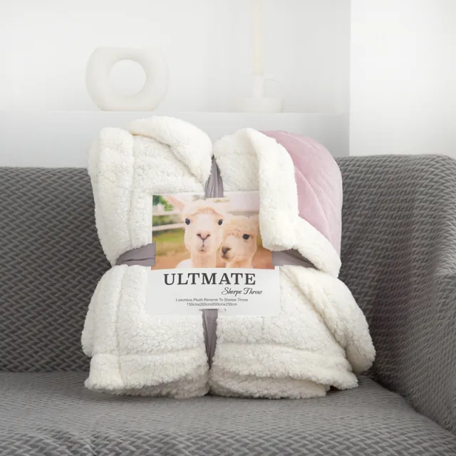 Double layer Thick Warm Lamb Wool Blanket Lotus Root - Shop at LoveMi