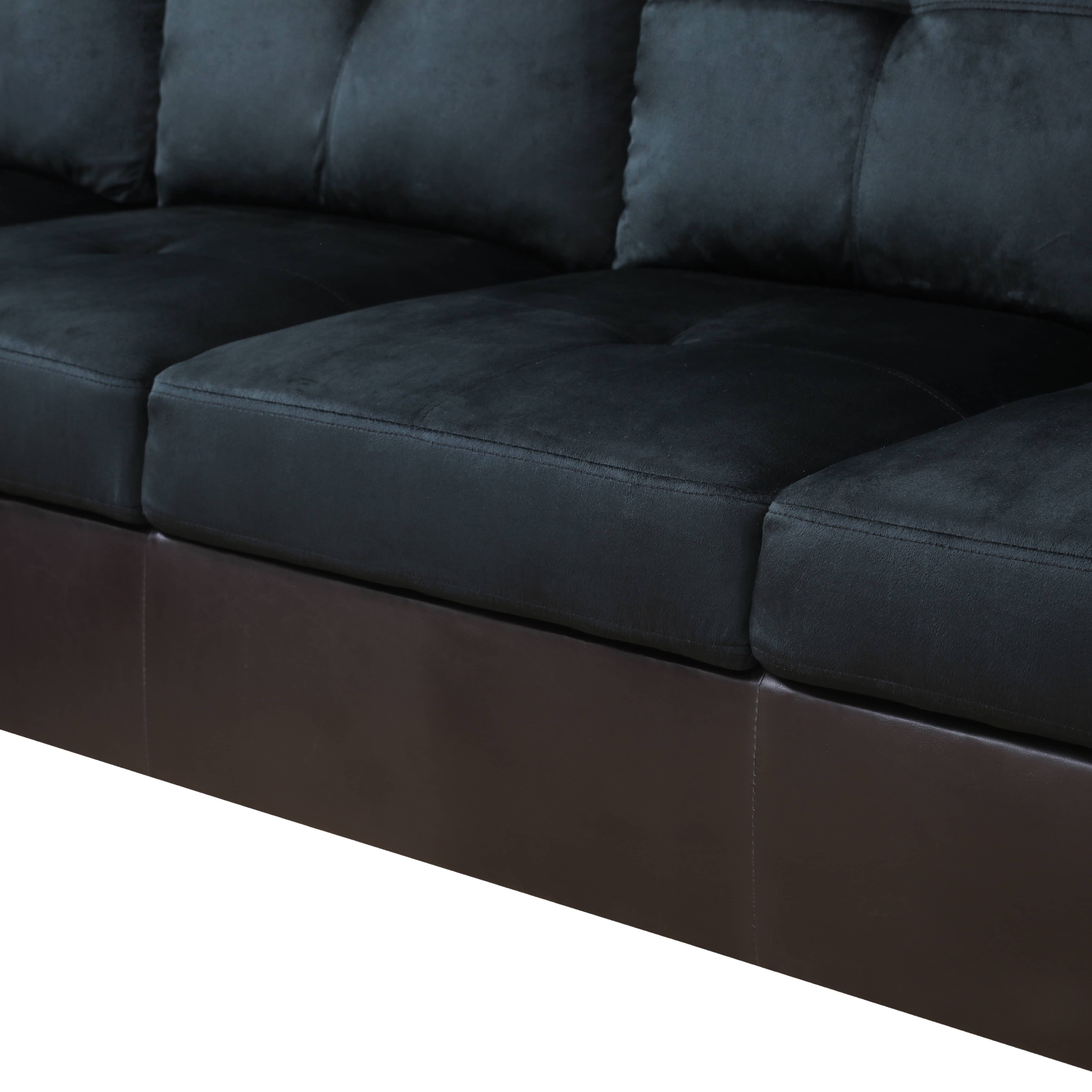 Pickup Only--Dark Blue And Brown Color Lint And PVC 3-Piece Couch Living Room Sofa Set