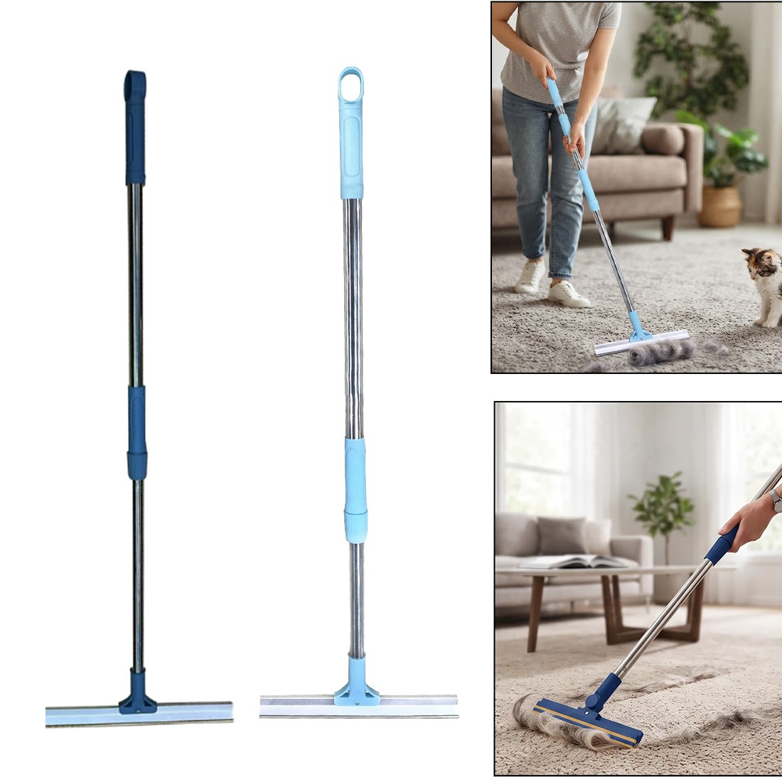 Rubber Broom Pet Hair Brush Set Carpet Cleaner Brush Set Dog Hair Remover Broom