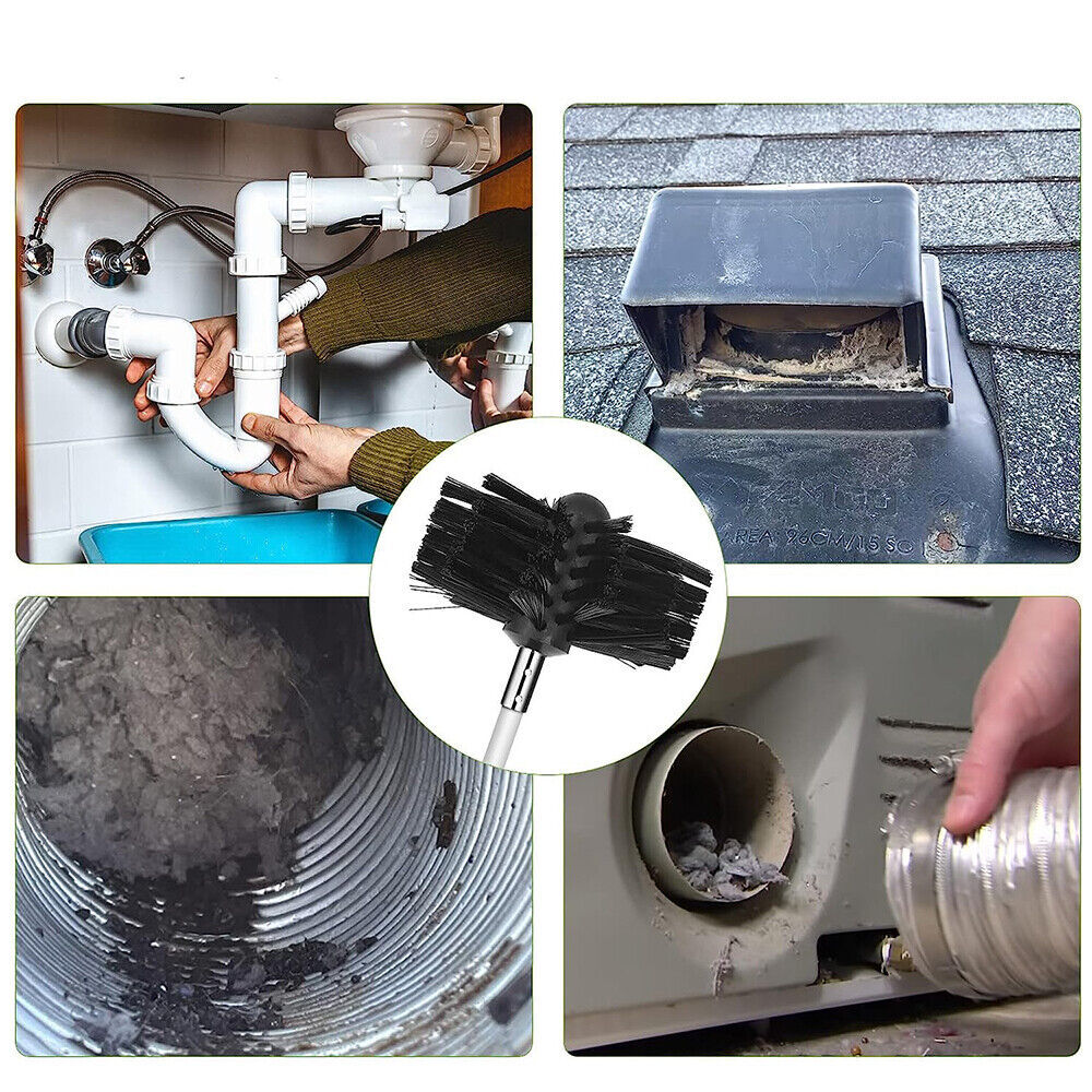 32x Flexible Chimney Sweep Set Flue Sweeping Brush & Rod Kit Soot Cleaning Rods
