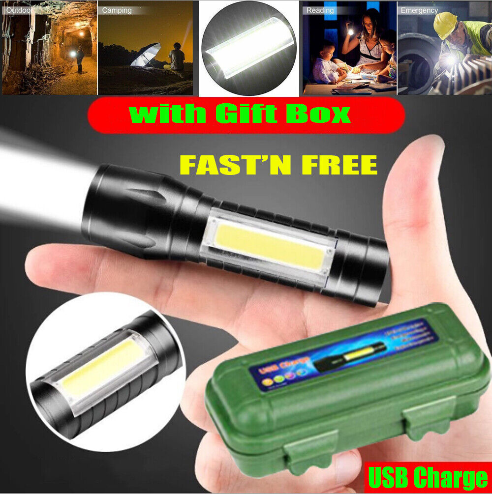 2pcs Super Bright 1500000LM Zoom Flashlight Mini LED Lamp Rechargeable Torch Box — image 3