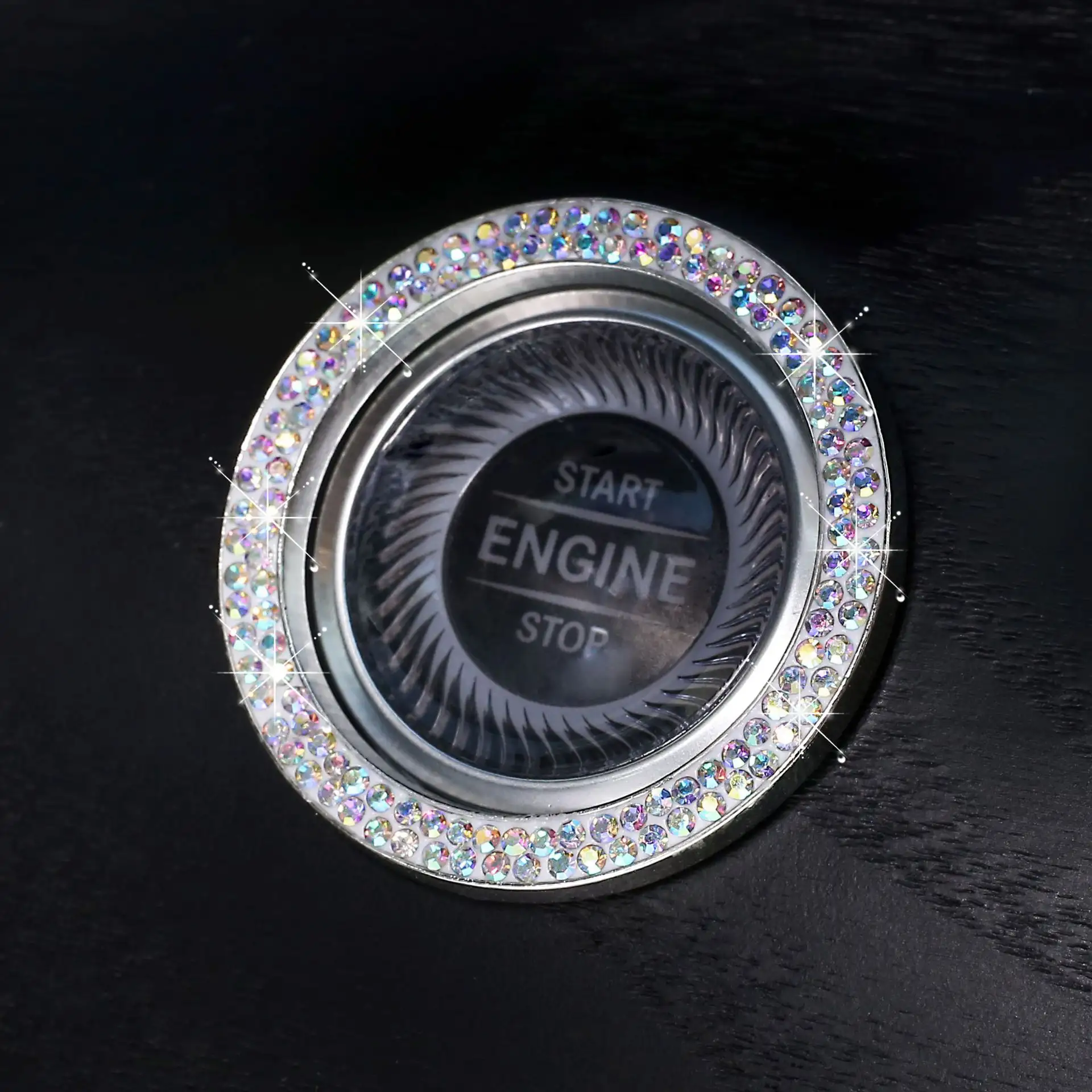 Diamond-encrusted Car One-button Start Decorative Ring Stickers Women