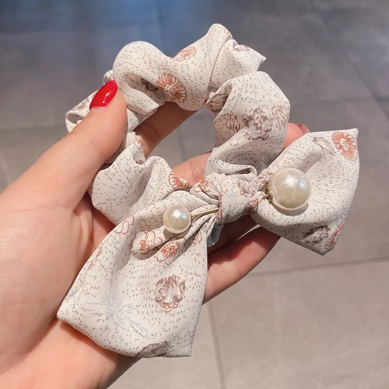 French Retro Style Letters Female Tie Hair Fashion Floating Headband Rope - Floral Hair Bandwhite
