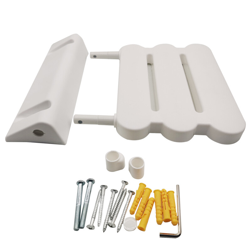 White Shower Seat Stool Wall Mounted Folding Bathroom Mobility Aid Max 130kg New