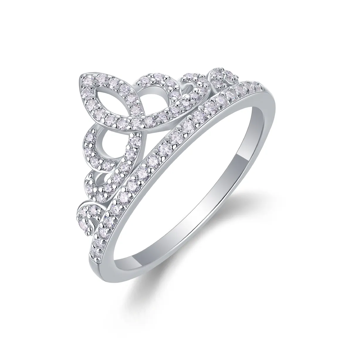S925 Silver 1.9g Platinum Plated Moissanite Crown