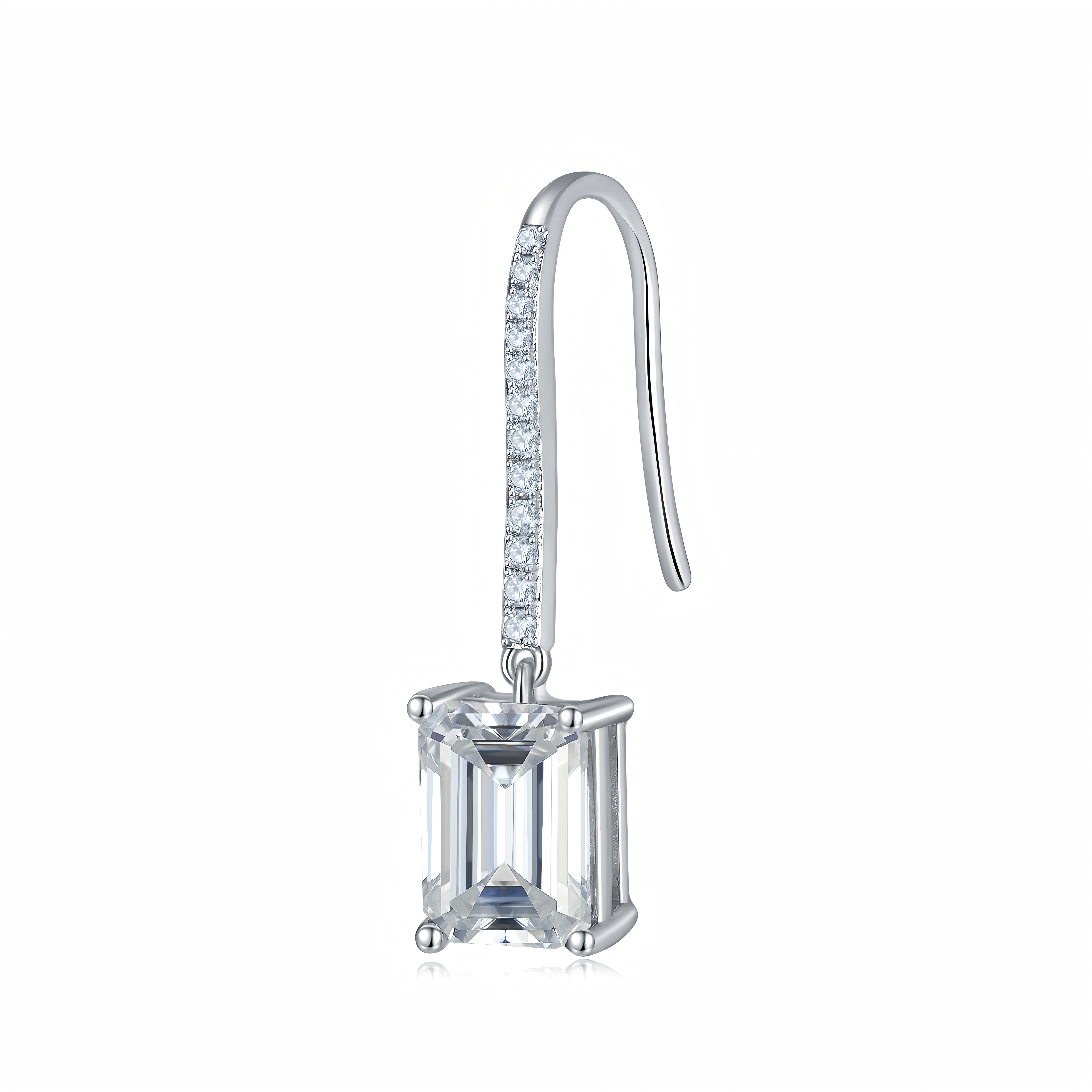 S925 Sterling Silver 6x8mm Emerald Cut Moissanite Dangle Earrings Platinum Plated Hook Drop Earrings With GRA Certificate Elegant Jewelry Gift Box Set For Women