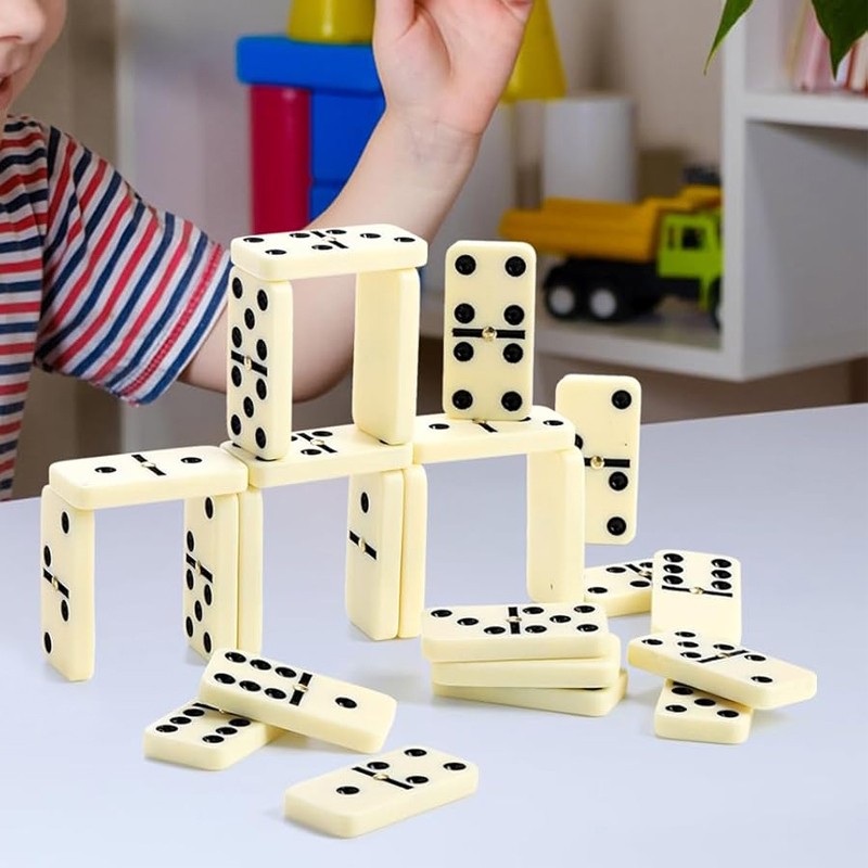 28Pcs Domino Set Educational Double-Six Dominoes Wooden Box — image 7