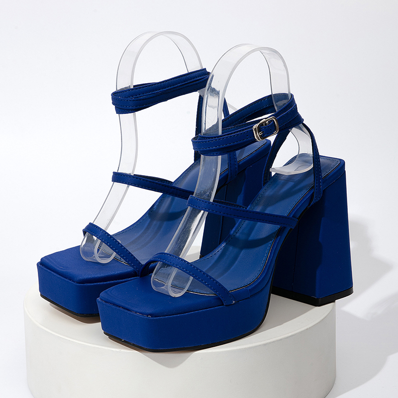 Strap Sandals Women High Heel Chunky Shoes Fashion Summer Pumps - Image 4